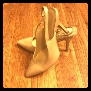Chinese Laundry Open Heel Nude Patent Pumps